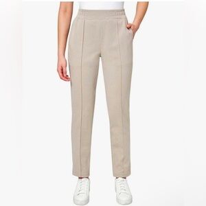 Mondetta Women's Textured Pintuck Straight Leg Pant, Beige, Size XXL